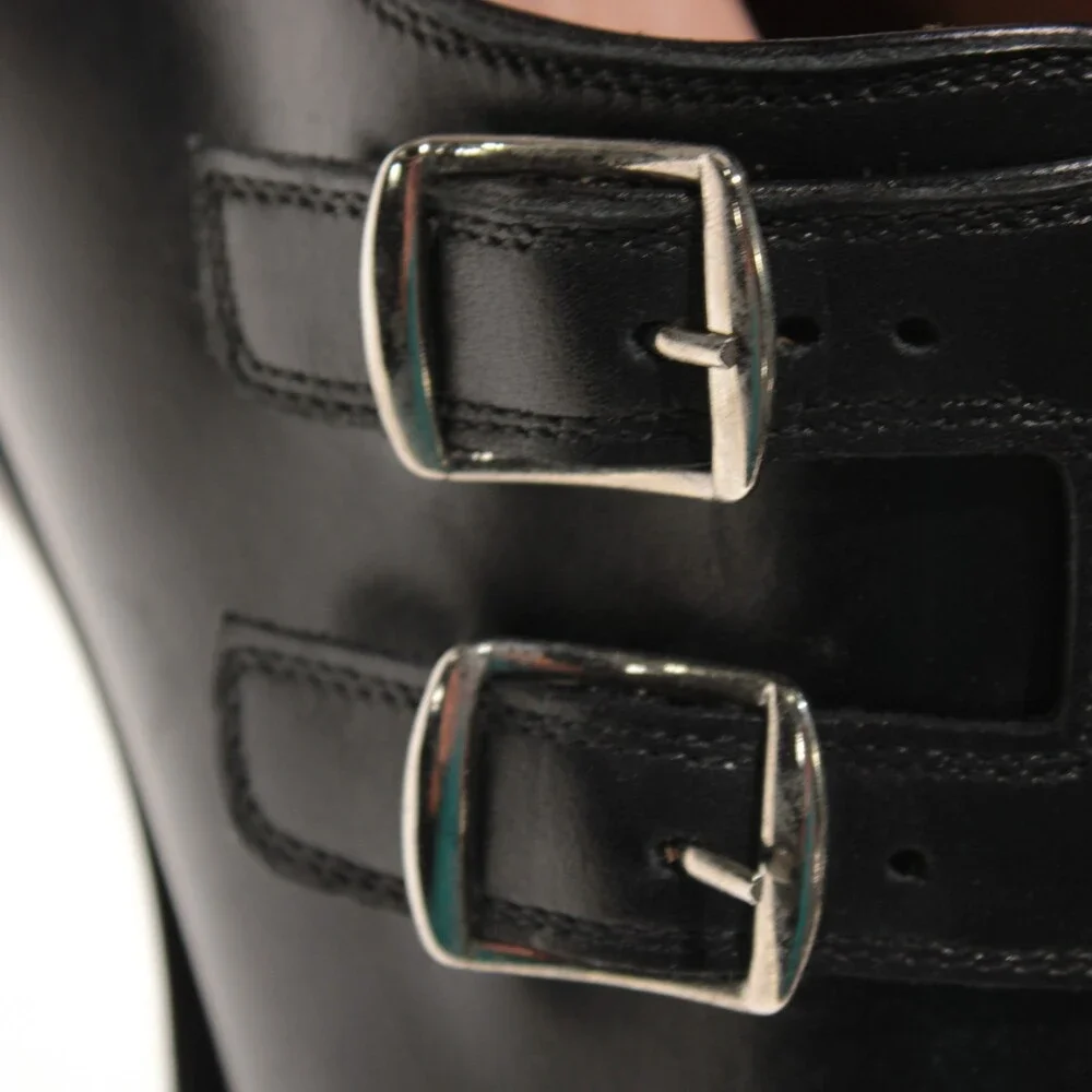 Di Bianco NWD Double Monk Strap Dress Shoes Size 9 US in Black Leather
